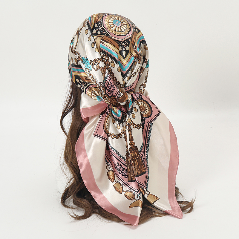 Women Accessories Chain - وشاح ساتان مربع نسائي أنيق للمسلمات،