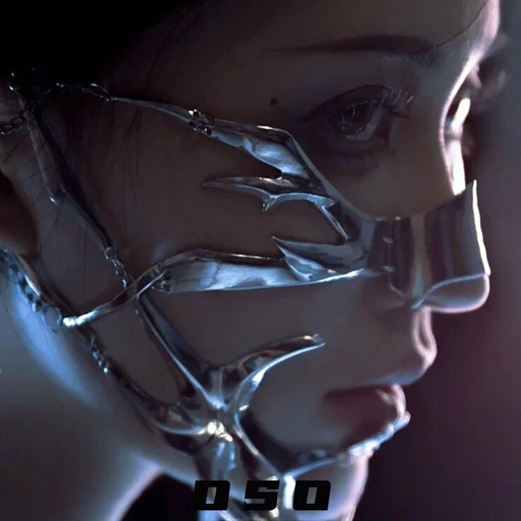 Women Accessories Chain - 2025 Cyberpunk قناع الذقن المعدني نصف