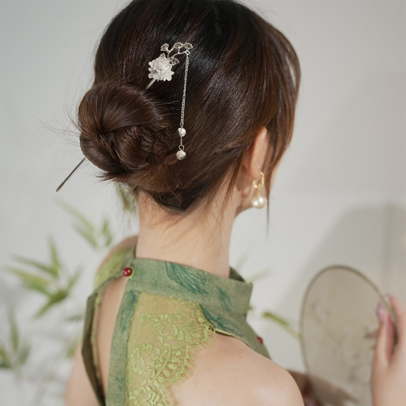 Women Accessories Chain - دبابيس شعر أنيقة على شكل زهور،