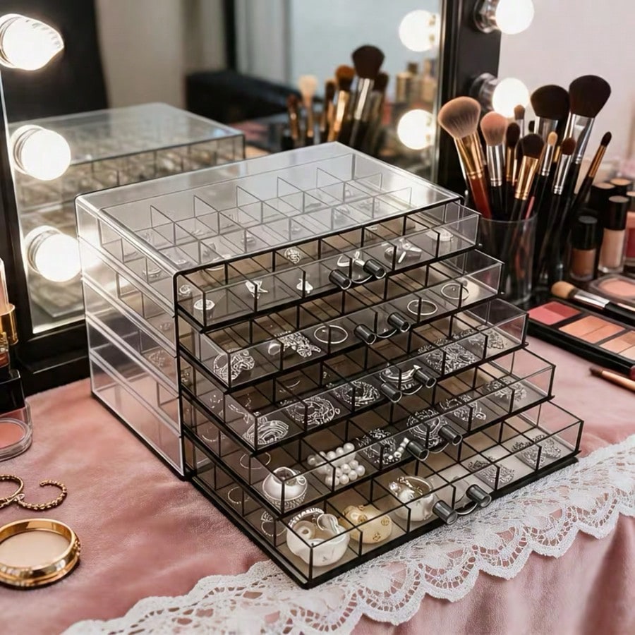 Women Accessories Drawer - صندوق منظم مجوهرات بسعة كبيرة، صندوق