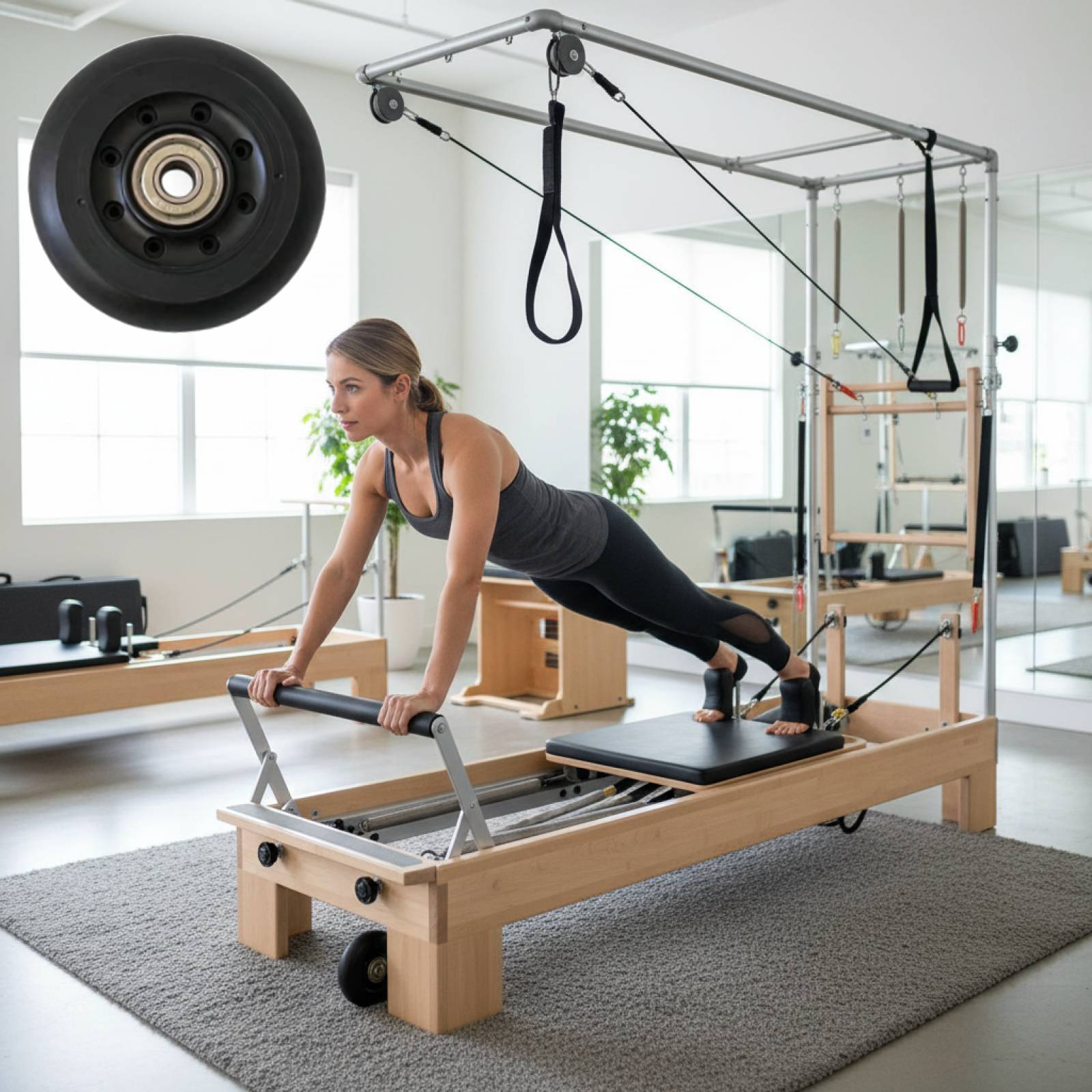 عجلة بيلاتس ريفورمر سوداء للنس - مراجعة Women'S Exercise Accessories وسعره