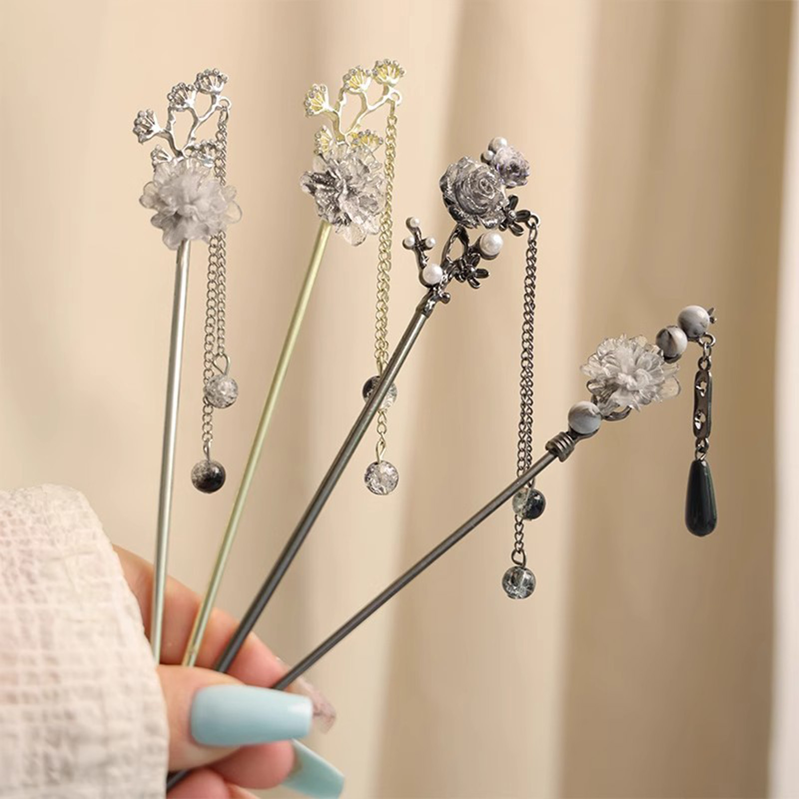 دبابيس شعر أنيقة على شكل زهور، - مراجعة Women Accessories Chain وسعره